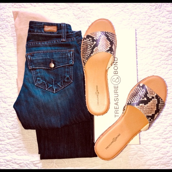 Treasure & Bond Mila Slide Snake Faux Sandal 9M - Picture 6 of 7